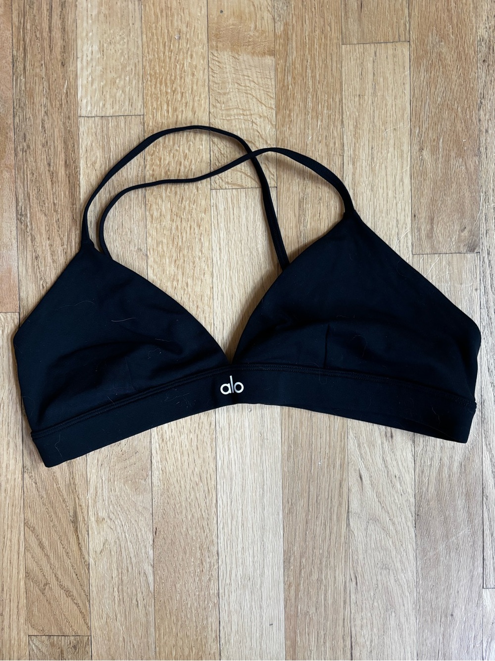 ALO Yoga Black Double-Strap Triangle Bralette LARGE